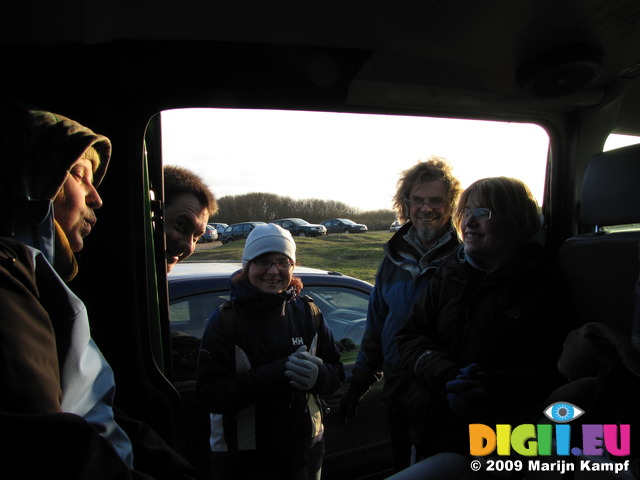 SX11354 Annie, Matt, Jenni, Tom and Lib having a cup of tea in Ralph the VW T5 campervan